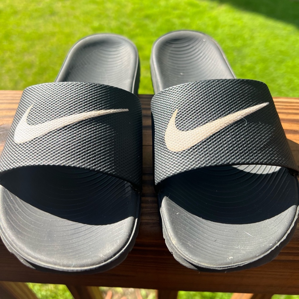 Nike Black Slides with White Logo